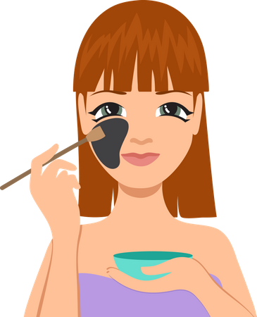 Woman applying facial mask using brush  Illustration