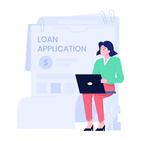 Woman applying for loan  Illustration