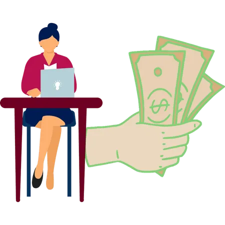 Woman applying for loan  Illustration