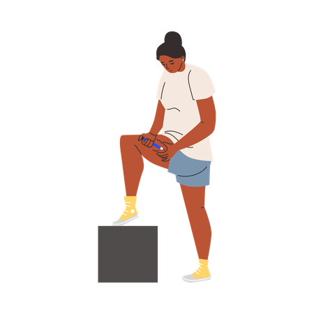 Woman applying injection to thigh while taking treatment of diabetes  Illustration
