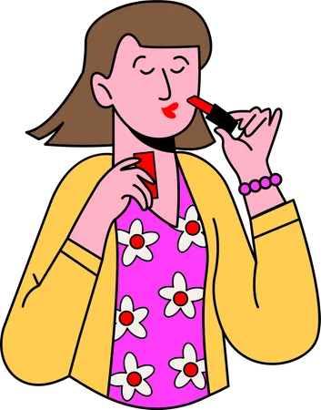Woman applying Lipstick Illustration