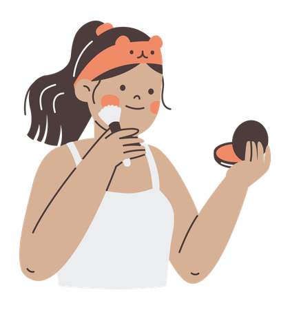 Woman applying makeup brush  Illustration