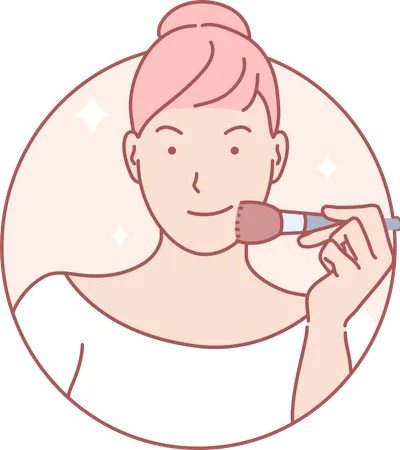 Woman applying Makeup on face  イラスト