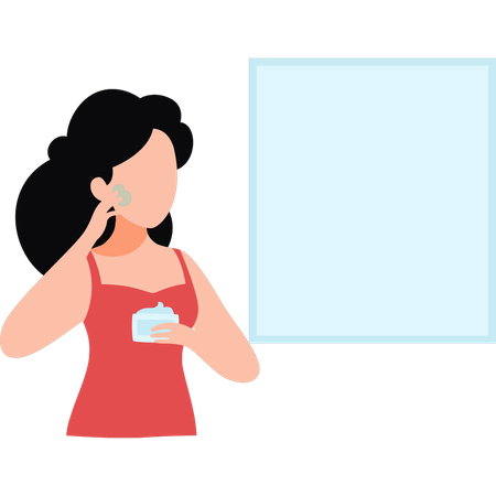 Woman Applying Mask On Her Face  Illustration