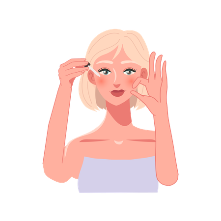 Woman Applying Moisturizing Serum with Ok Hand Sign  Illustration