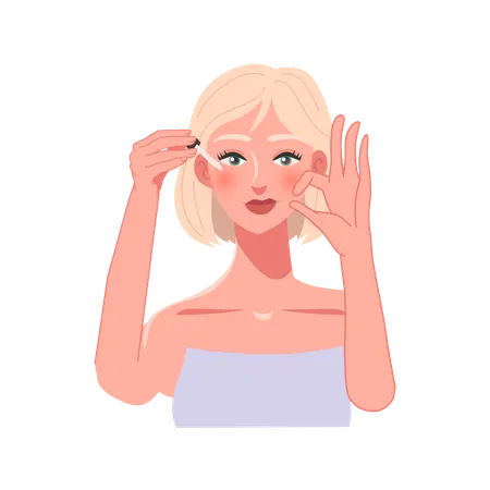 Woman Applying Moisturizing Serum with Ok Hand Sign  Illustration