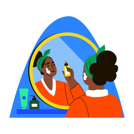 Woman Applying serum  Illustration