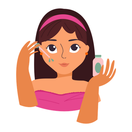 Woman Applying Serum  Illustration