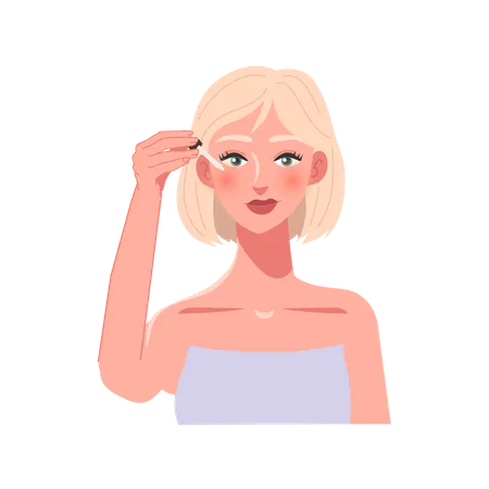 Skincare Concept Skincare Routine With Skin Serum Woman With Dropper Applying Hydrating Skin Serum Illustration