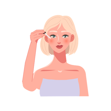 Woman Applying Skin Serum  Illustration