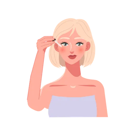 Woman Applying Skin Serum  Illustration