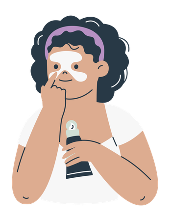 Woman Applying Skincare Product  Illustration