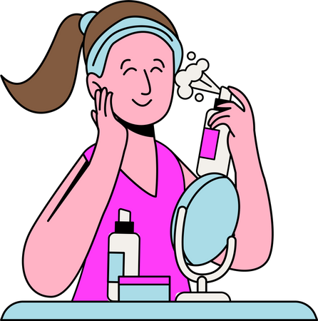 Woman applying Toner  Illustration