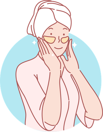 Woman applying Under eye mask  Illustration