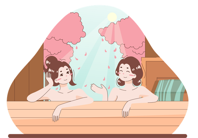 Woman are taking sauna bath  Illustration