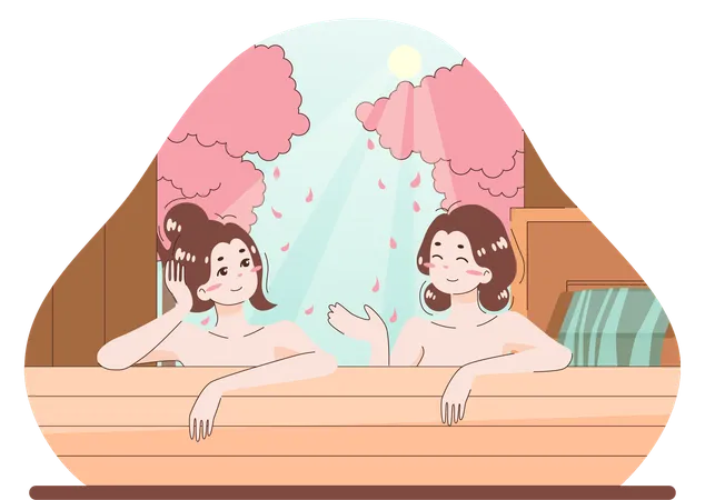 Woman are taking sauna bath  Illustration