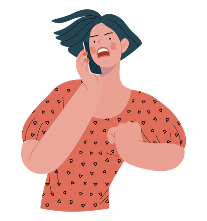 Woman arguing on phone Illustration