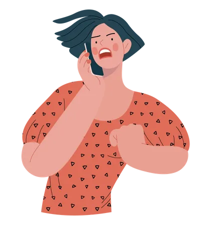 Woman arguing on phone  Illustration