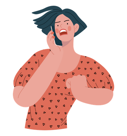 Woman arguing on phone  Illustration