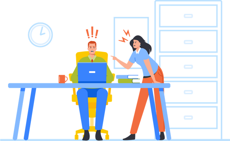 Woman arguing with businessman  Illustration