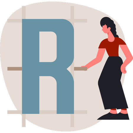 Woman arranging alphabet element  Illustration