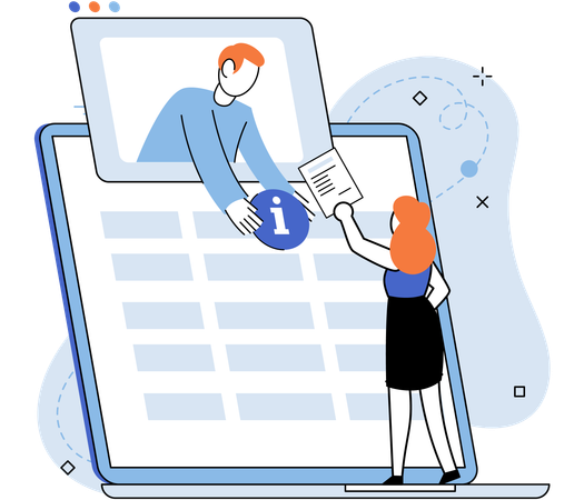 Woman ask to claim documents at office  Illustration