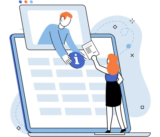 Woman ask to claim documents at office  Illustration