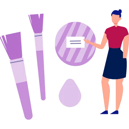 Woman asking about cosmetics products  Illustration