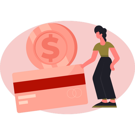 Woman asking about credit money  Illustration