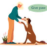 illustration dog meeting owner