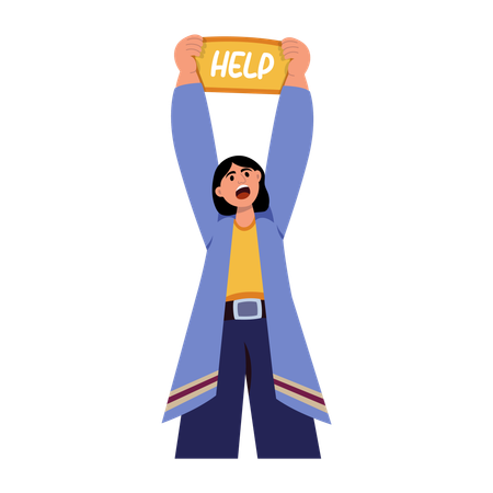 Woman asking for help  Illustration