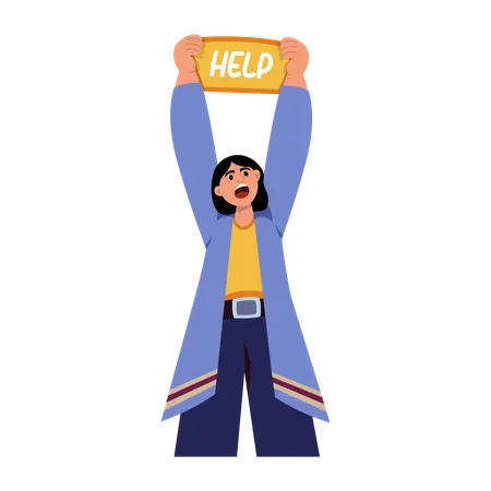 Woman asking for help  Illustration