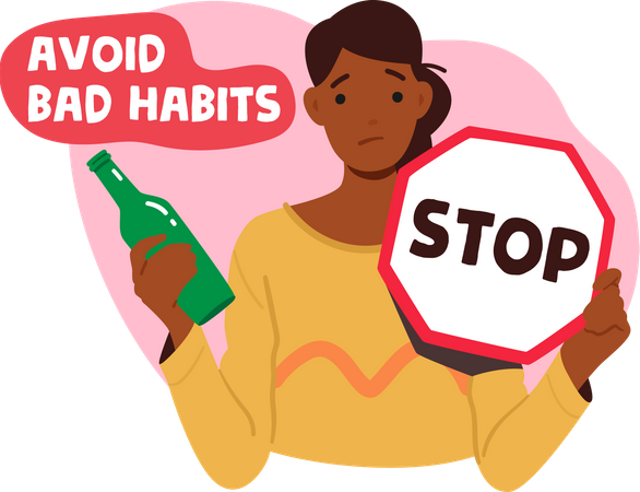 Woman asking to stop bad habits  Illustration