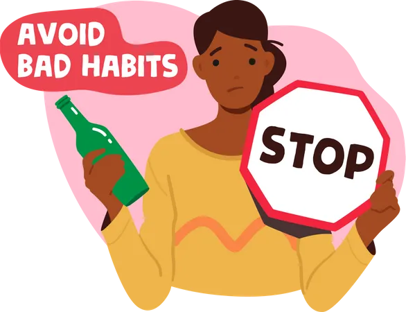 Woman asking to stop bad habits  Illustration