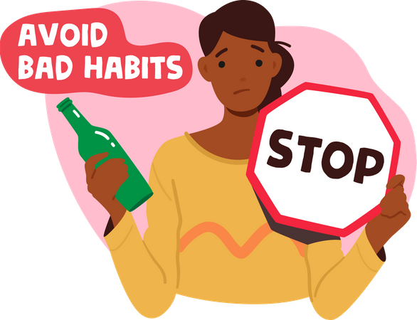 Woman asking to stop bad habits  Illustration