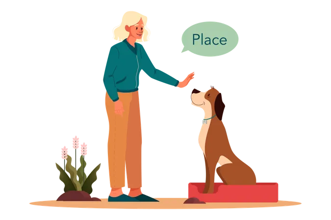 Woman asking to to stay at the place Illustration