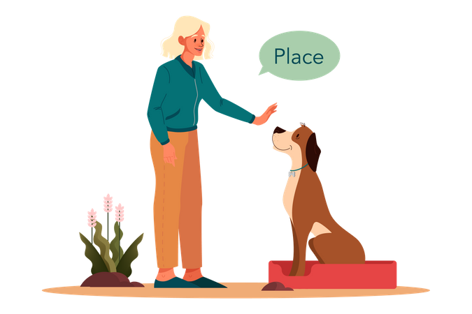 Woman asking to to stay at the place  Illustration