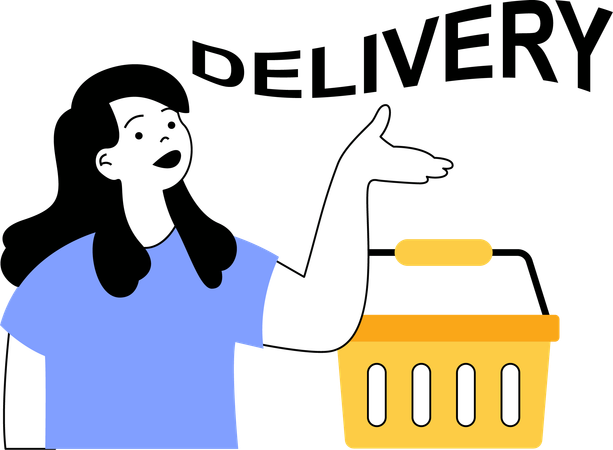 Woman asks for delivery of shopping product  Illustration