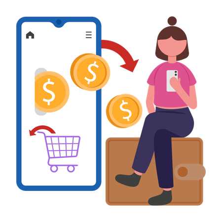 Woman asks for money Refund  Illustration