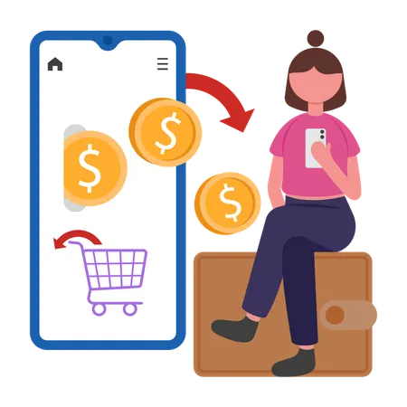 Woman asks for money Refund  Illustration