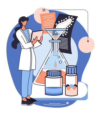 Laboratory Diagnostic Services Metaphor Health Indicators Research Treatment Medical Examination Clinic Health Care And Routine Survey By Doctor Analyzes Prescriptions Of Medications Lab Equipment Illustration