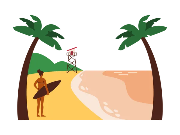 Woman at beach  Illustration