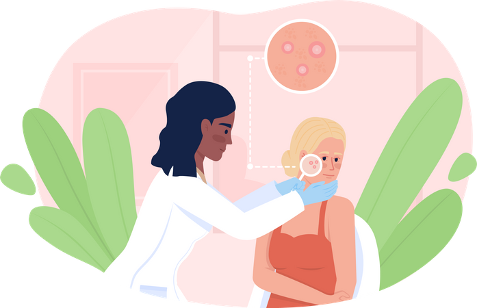 Woman at dermatologist appointment  Illustration