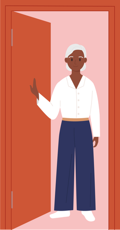 Woman At Doorway  Illustration