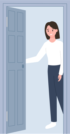 Woman At Entrance  Illustration