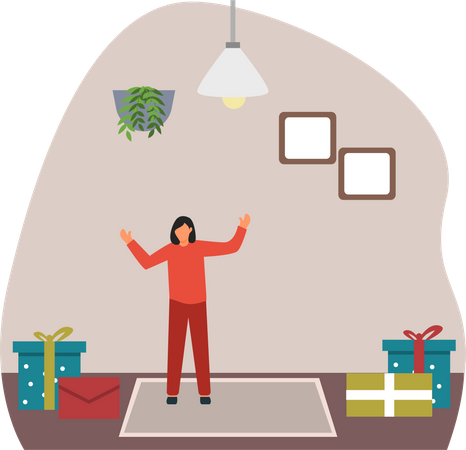 Woman at home during Christmas  Illustration