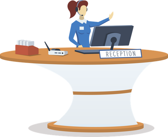 Woman at reception desk  Illustration