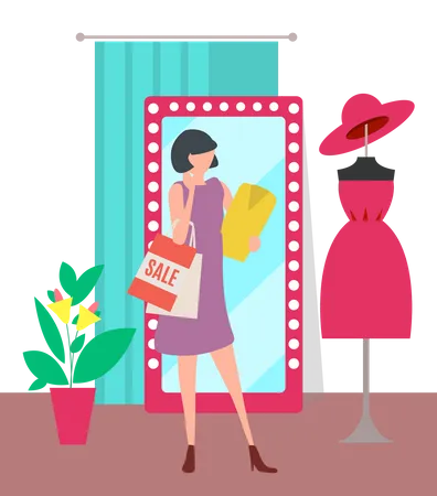 Woman at shopping store  Illustration