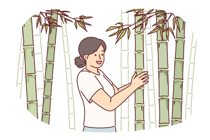 Woman at sugar cane  일러스트레이션