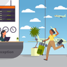 illustrations of passengers late for flight